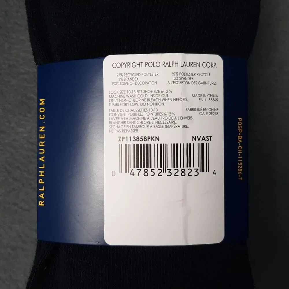 Polo Ralph Lauren Socks Mens Gray 4 Pairs PRL ZP113858PKN 3-PACK BUNDLE!